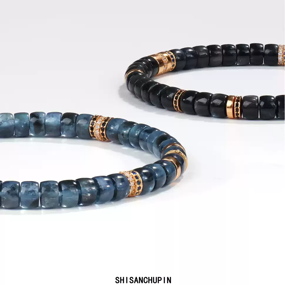 TangCraft Aquamarine Sea Glass Beaded Bracelet — CALM crystal beads