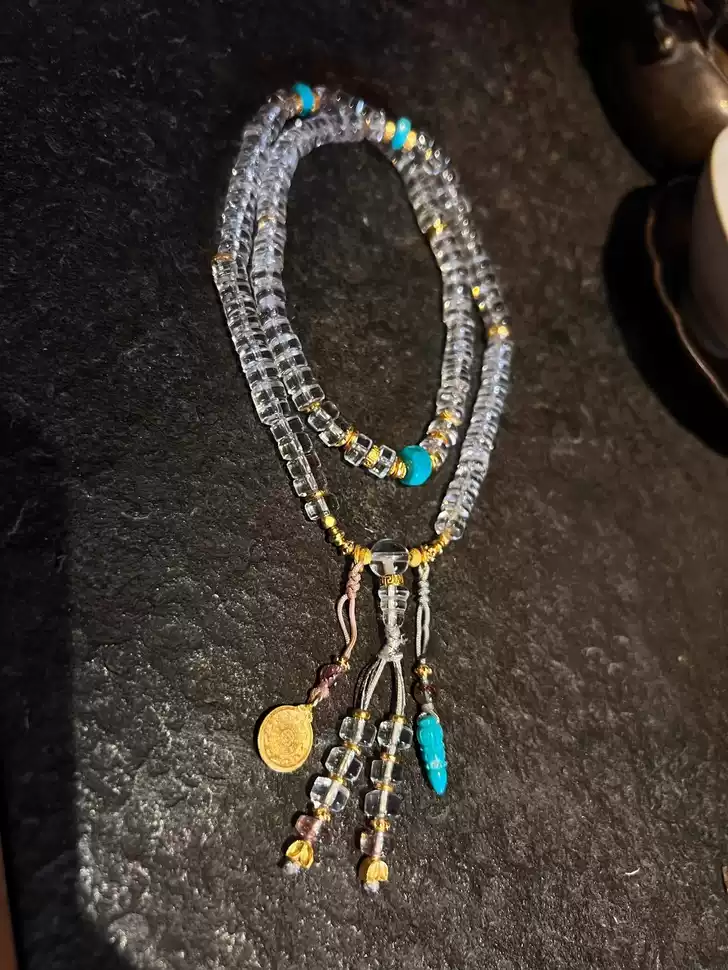 TangCraft White Turquoise Ice Lotus Bracelet — CALM handmade beads detail 15